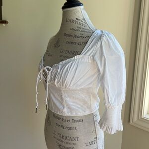 Free People White Linen Corset Blouse